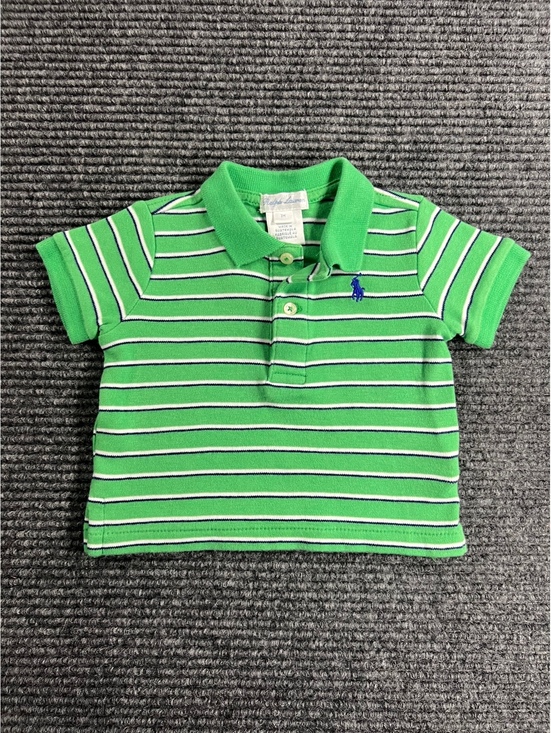 Ralph Lauren Other - Ralph Lauren Baby Boys Green Striped Short Sleeve Polo Shirt 3M - 100% Cotton
